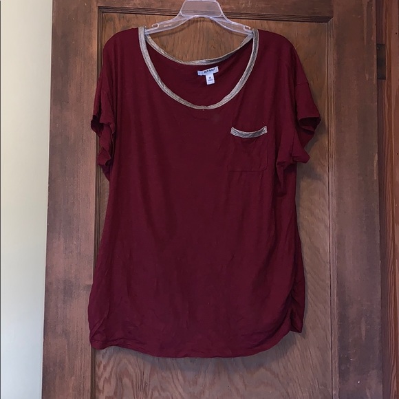 Old Navy Tops - Short-sleeved maroon pocket tee with silver! 2x